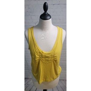 Talbots Petite Women's size PM Yellow Stretch Tank Top Smocked front